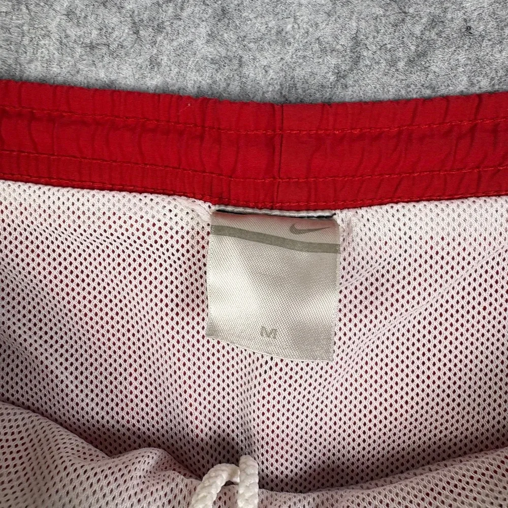 Vintage Nike Swim Trunks Red Nylon Mesh Lined Striped Shorts Mens Medium